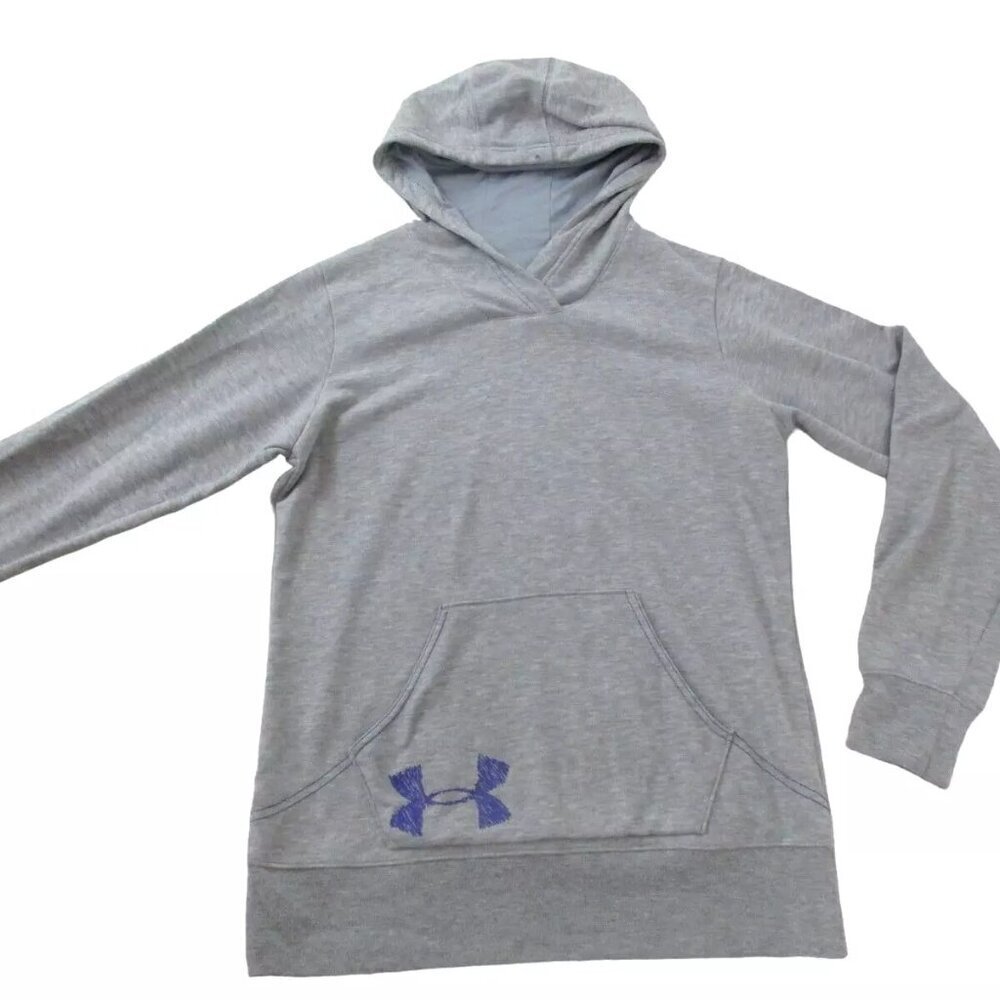 Under‎ armour Hoodie Womens Medium Gray Polyester Long Sleeve Logo Pullover